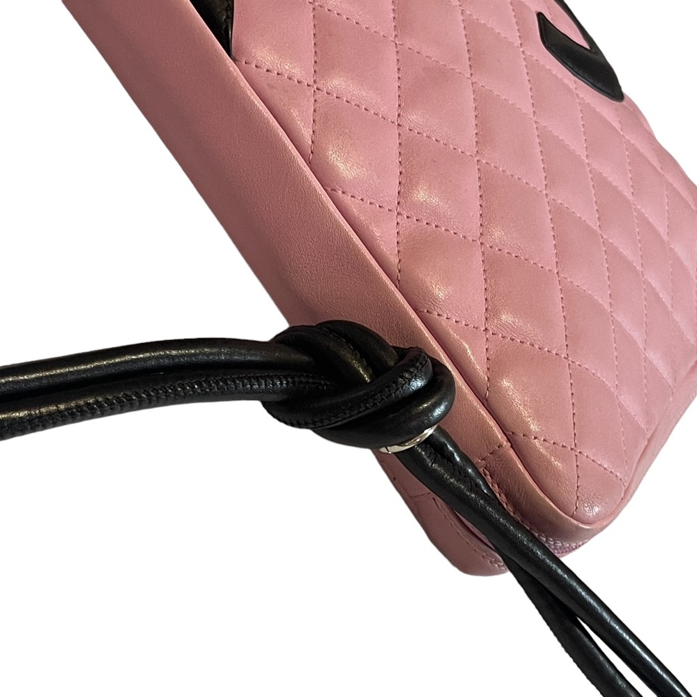 Authentic Chanel Cambon crossbody quilted Pink & black lambskin Y2K EUC - Picture 9 of 16